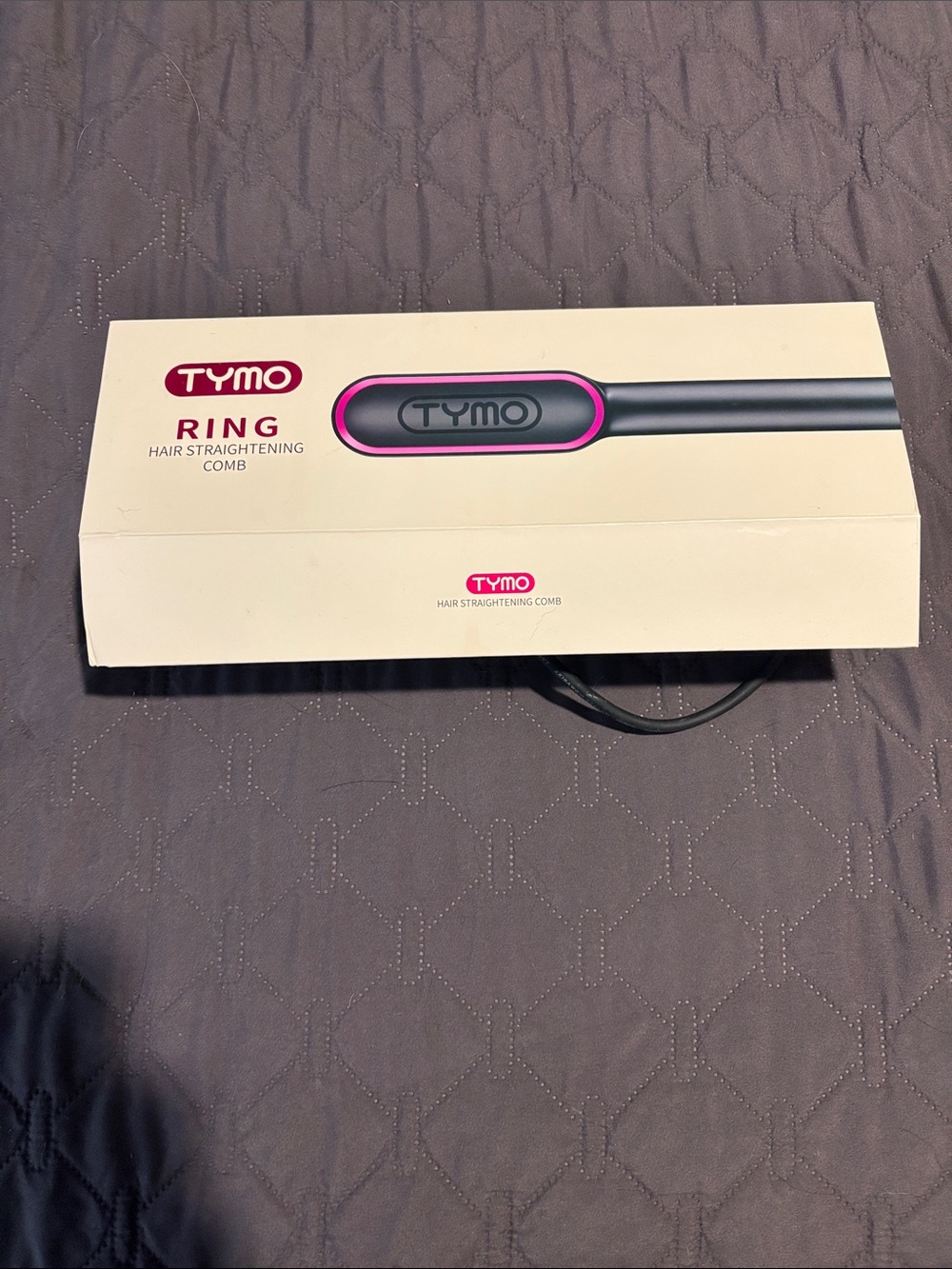 TYMO Ring Hair Straightening Comb - White Box with Pink Accent
